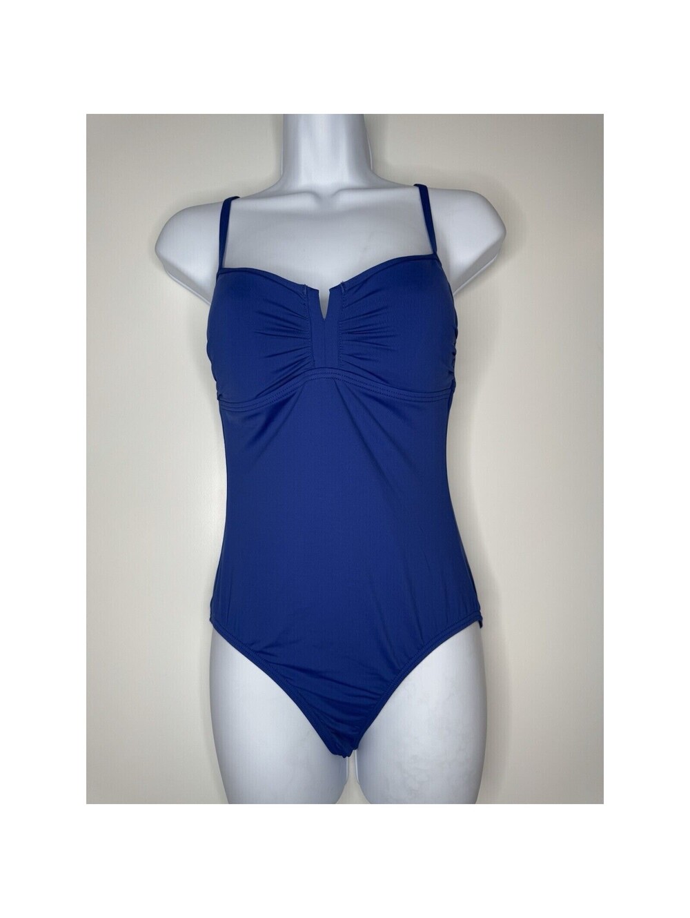 Tommy Bahama Swim Womens Blue Tummy-Control One-Piece Swimsuit Sz 6 Ruched